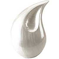 Urns UK - Urna de cremación de Metal de Aluminio Tiverton Pearl de 8 Pulgadas- Aluminio- 13 x 11 x 19-5 cm